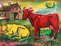 rote und gelbe Kühe 1945 Rindertier